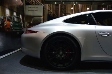 german sports car in silver color. Porsche Carrera 4 GTS