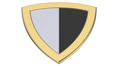 shield gold medieval 3d stripes render illustration
