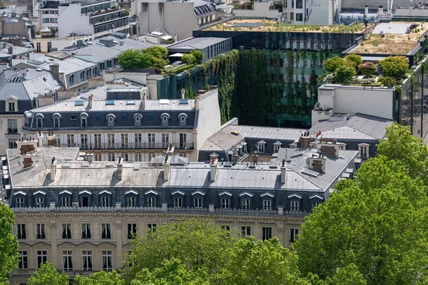 Paris, luxury Haussmann facades and roofs in a attractive area of the capital, view from the triumph arch