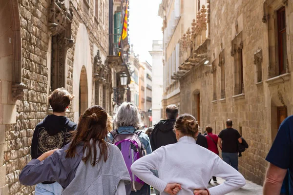 Barcelona Spain April 2022 People Walking Gothic Quarter Barcelona Catalonia — Foto Stock