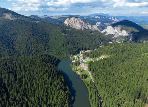 Luftbild Mit Rotem See Rumänien Sommer Frühling — Stockfoto