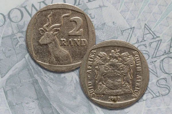 Sydafrikanska Rand Mynt Framsidan Och Omvänd Republiken Sydafrikas Valuta — Stockfoto