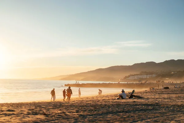 Sunset Santa Monica Beach — Stock Photo, Image