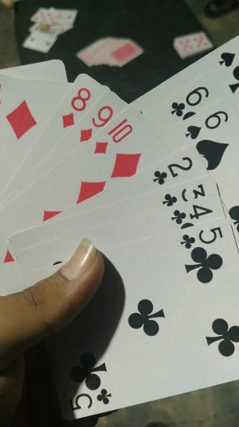 Spela Kort Kul Samtidigt Fylla Fritid Remi Kort — Stockfoto