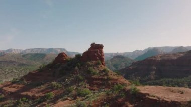 Orbit of Red Rock Mountain Monument Near Cathedral Rock in Sedona, Arizona at Sunrise. Rec 709, ProRes 422