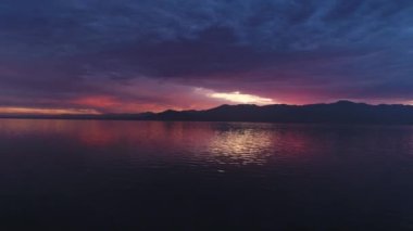 A beautiful view of the Salton Sea at sunset, California, USA