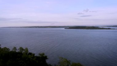 An aerial shot from Narragansett, RI looking at Jamestown Newport Aquidneck island