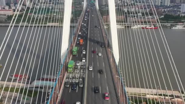 Aerial View Cars Driving Highway China — Video