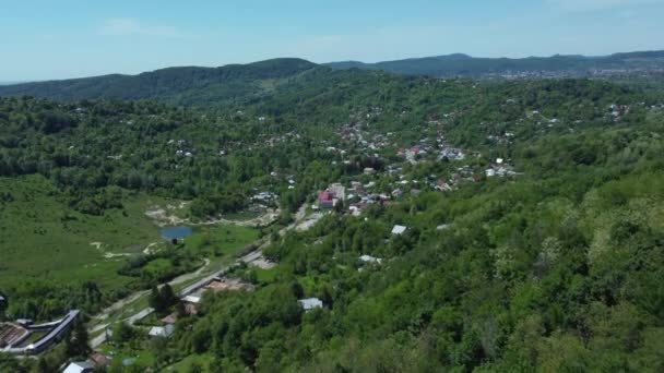 Aerial View Telega Saltwater Lakes Prahova Region Romania — Stockvideo