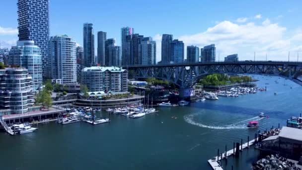 Aerial View Burrard Bridge Granville Island Vancouver Canada — Stok video