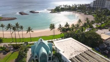 An aerial view over Ko'Olina, Hawaii in HD