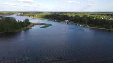 An aerial view of the Zegrzynskie lake on a sunny day