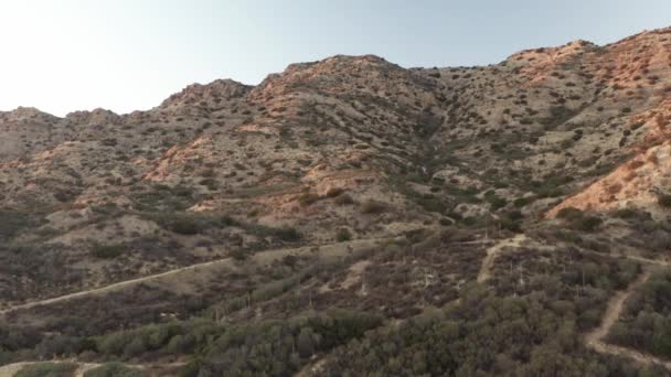 Aerial View Desert Mountains Sparse Plants — Stockvideo