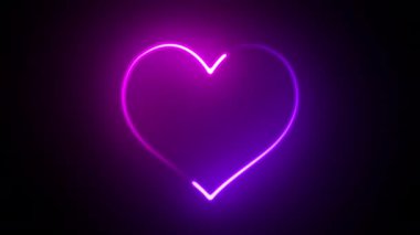 Parlayan kalp ve neon ışığı. Sevgililer Günü konsepti 
