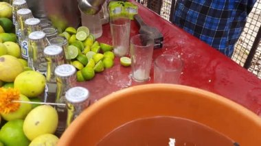 An Indian Street Food -Tasty Masala Nimbu Pani (lemon water) - Indian Street Food Mumbai - MY Country Food - street Food India