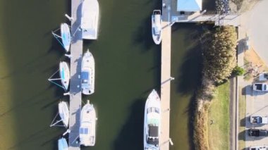 A top view of ships on the lake