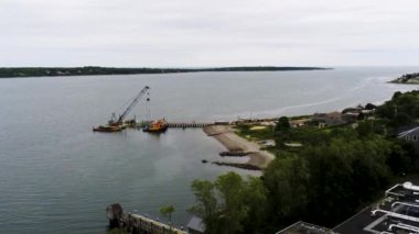 An aerial shot from Narragansett, RI looking at Jamestown Newport Aquidneck island