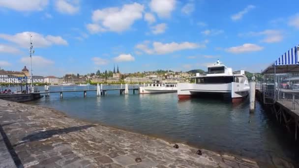 Загадочный Вид Лодку Озере Фастаттер Люцерн Швейцария — стоковое видео