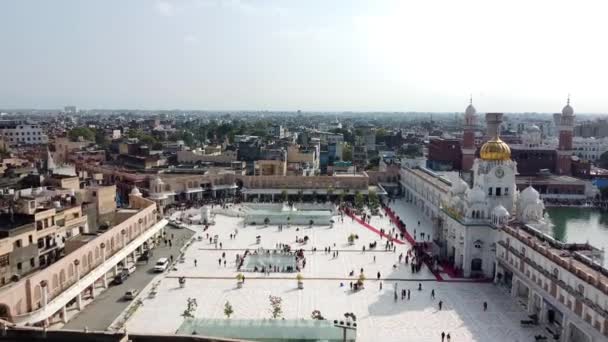 Aerial View Golden Temple Harminder Sahib Sikh Temple — Vídeo de Stock