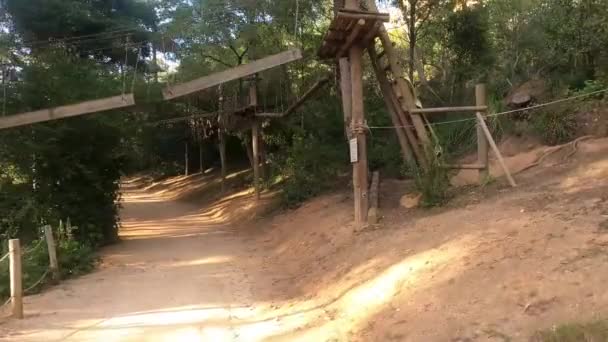 Beautiful Shot Pathway Climbing Platforms Connected Trees Palmela Park Cascais — Stok video