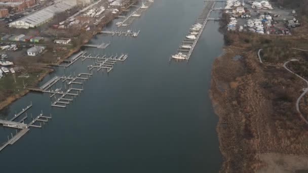 Beautiful Aerial Shot Boat Dock — Video