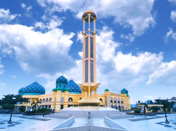 Una Hermosa Vista Gran Mezquita Karomah Martapura Indonesia — Vídeo de stock
