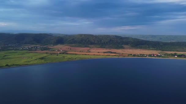 Scenic View Lake Landscape Dark Cloudy Sky — Stock Video