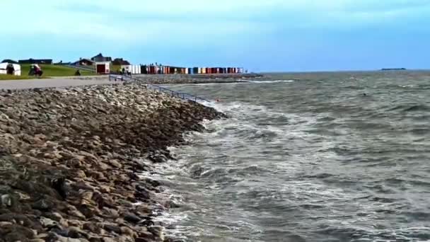 Video Rough Stormy Sea Northern Germany — Stockvideo