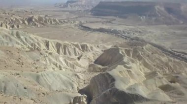 A drone view of desert Zin Wadi in Israel.