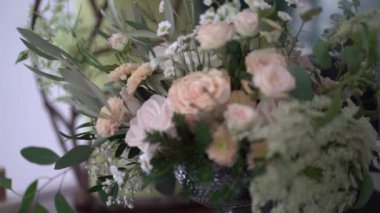 A beautiful selective focus shot of a bunch of roses as wedding decorations
