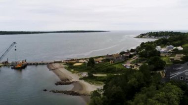 An aerial shot from Narragansett, RI looking at Jamestown Newport Aquidneck island