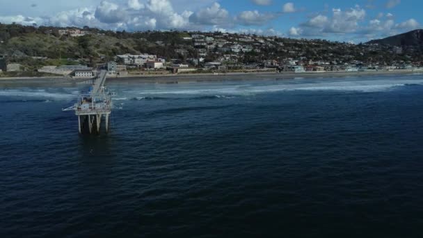 Drone Shot Jolla Shores Wavy Ocean View Coastal Houses Blue — Video
