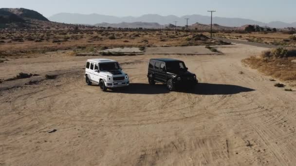 Vue Aérienne Des Wagons Mercedes Stationnés Palmdale Californie États Unis — Video