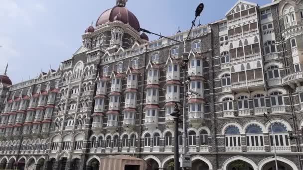 Νωρίς Πρωί Άποψη Χαμηλή Γωνία Του Taj Mahal Palace Hotel — Αρχείο Βίντεο