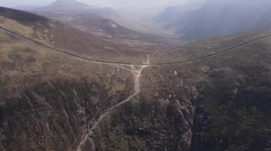 An aerial shot of the Slieve Commedagh Mountains in Newcastle, County Down, Northern Ireland