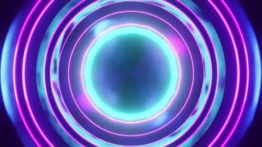 A 3D rendering animation of bright glowing circles lens-like pattern background
