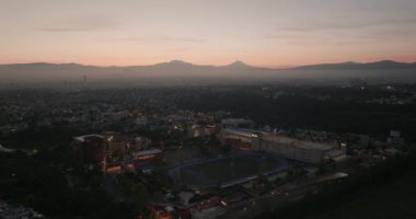 An aerial view of the Santa Fe, la Mexicana park at the scenic sunset in Mexico city