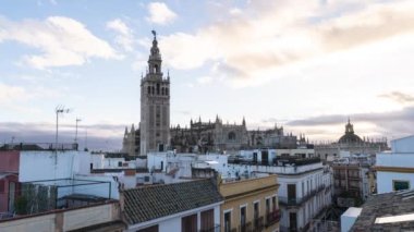 Seville Cathedral(Cathedral Of Saint Mary) 4k sunset timelapse from the top of a roof.