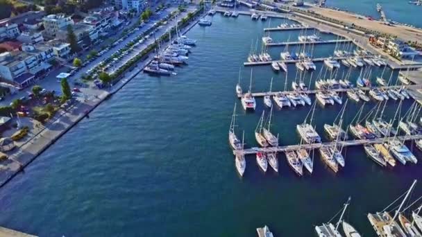 Aerial Footage Ships Boats Harbor Preveza Greece — Stockvideo