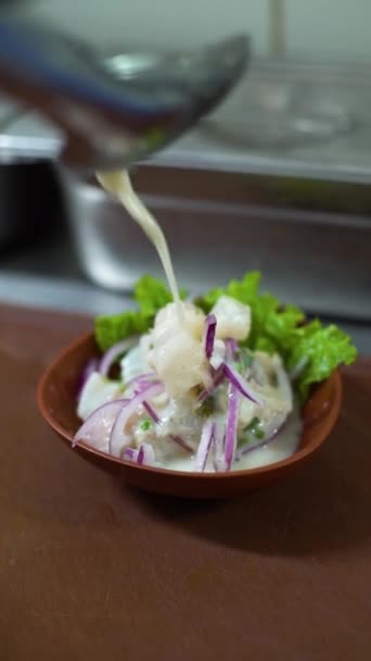 Serving Ceviche Onions — Stock Video