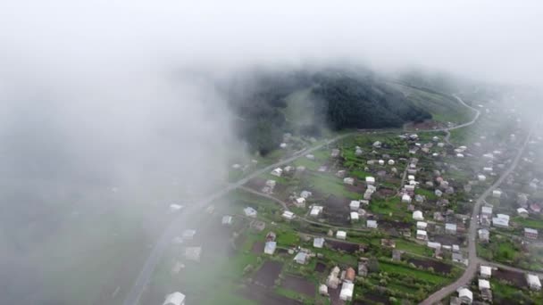 Beautiful Aerial Drone Footage Rural Houses Green Valley Lori Armenia — Wideo stockowe