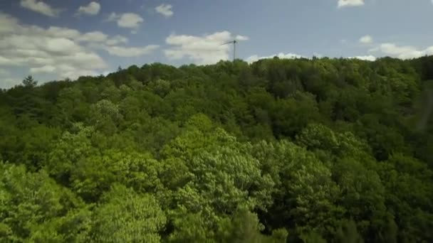 Drone Footage Wind Turbine Hill Forest Massachusetts United States — Stockvideo