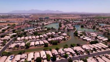 An aerial view of the  buildings in the Avondale City in Arizona in 4K