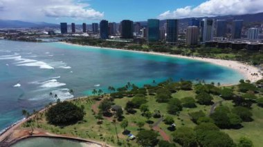 Ala Moana Beach Park in Honolulu, Hawaii on the Island of Oahu