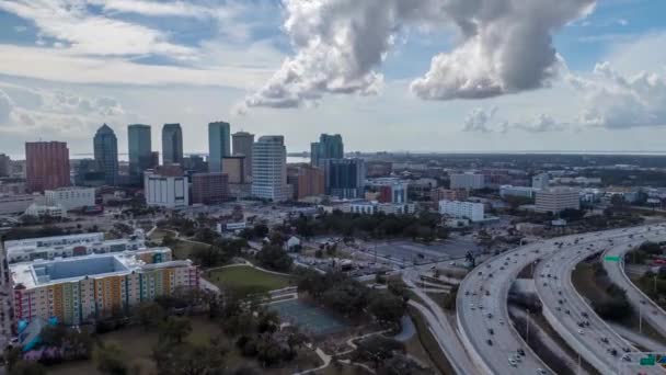 Hyperlapse Downtown Tampa Highway Traffic Moving Sunshine — Stok video