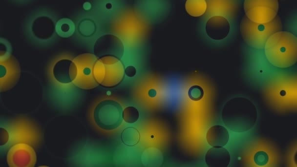 Абстрактный Черный Фон Многоцветными Мигающими Диско Кругами Фон Анимации Графика — стоковое видео