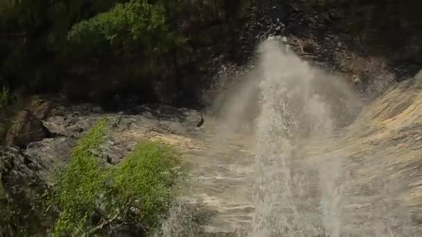 Drone Flying Splash Waterfall — Stock video