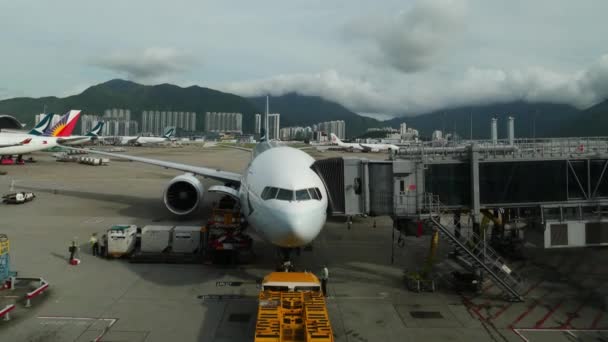 Time Lapse Cathay Pacific Flight Hong Kong International Airport — Stockvideo