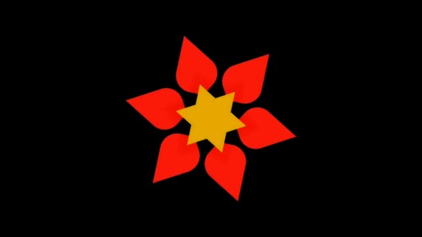 Animation Colorful Flower Bright Petals Rotated Black Background — Vídeo de stock