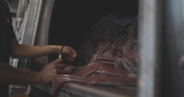 People Working Leather Factory — Vídeo de Stock